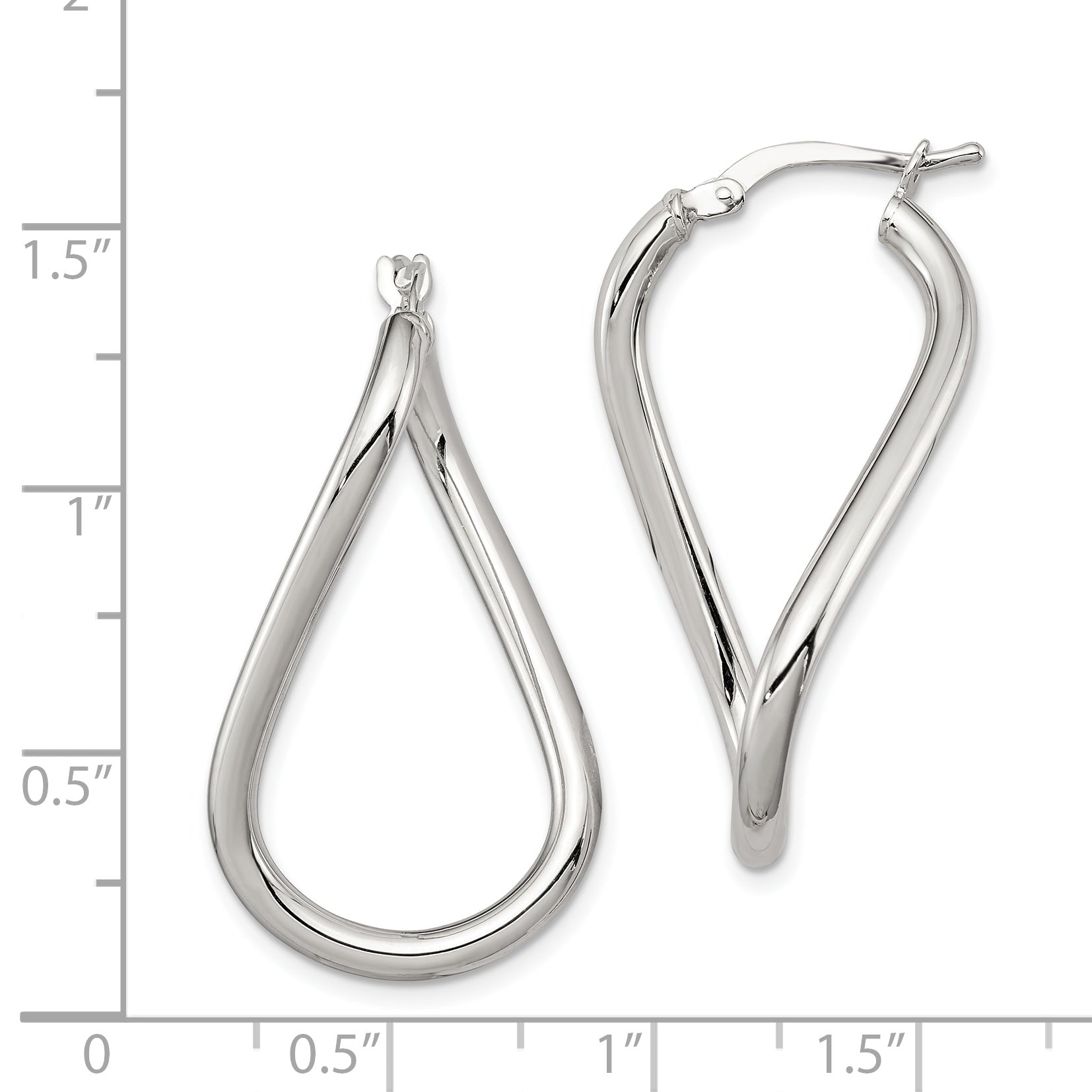 Sterling Silver Rhodium-plated Polished Twisted Oval Hoop Earrings