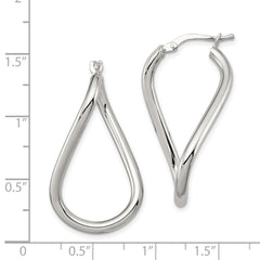 Sterling Silver Rhodium-plated Polished Twisted Oval Hoop Earrings