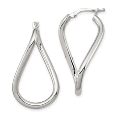 Sterling Silver Rhodium-plated Polished Twisted Oval Hoop Earrings