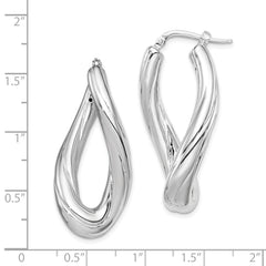 Sterling Silver Rhodium-plated Polished Twisted Oval Hoop Earrings