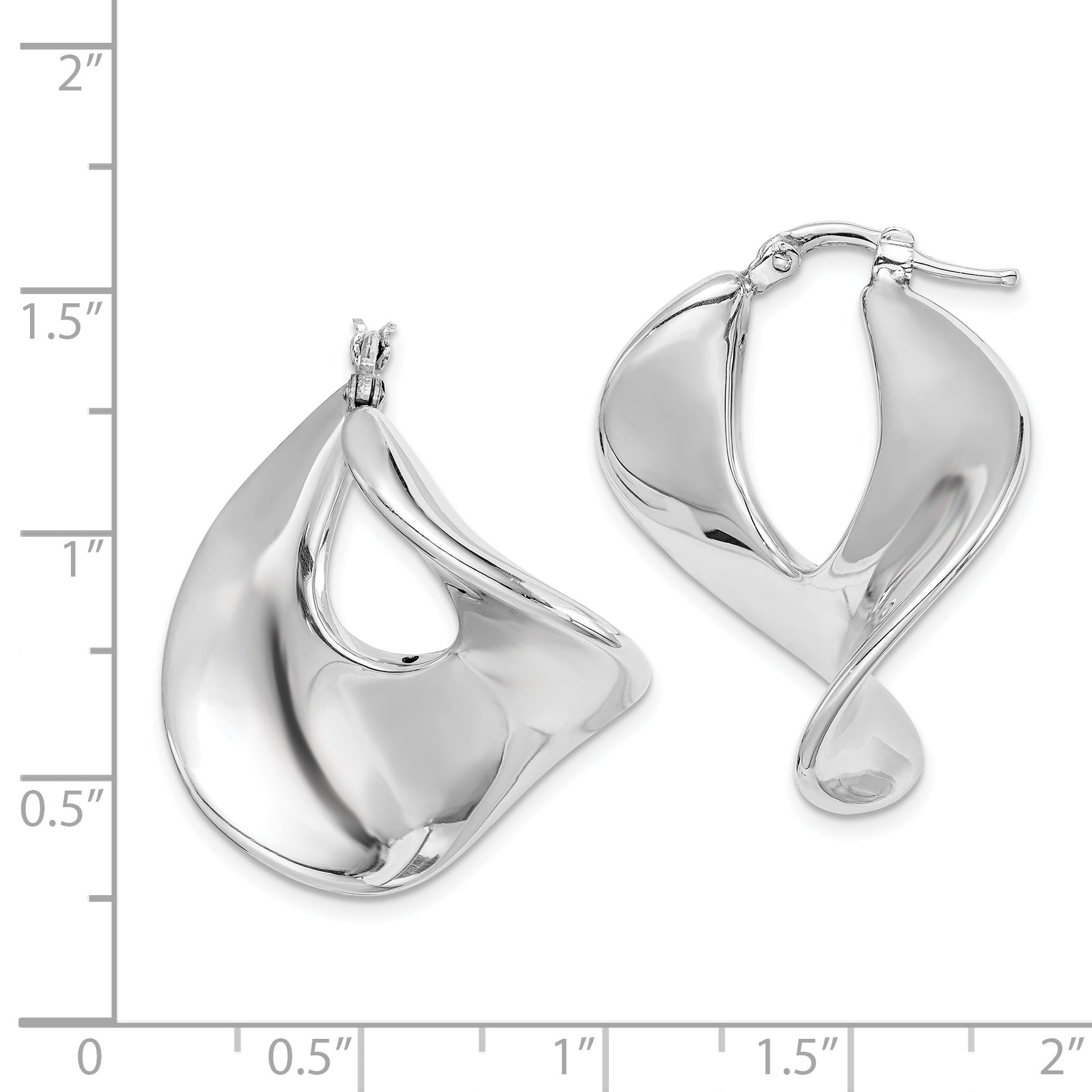 Sterling Silver Rhodium-plated Wide Twisted Hollow Hoop Earrings