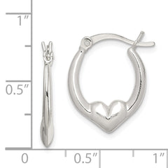 Sterling Silver Polished Heart Oval Hoop Earrings