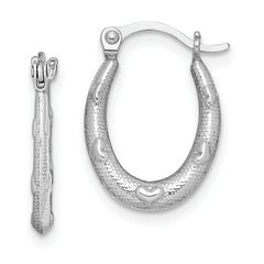 Sterling Silver Rhodium-plated Heart Textured Hollow Hoop Earrings