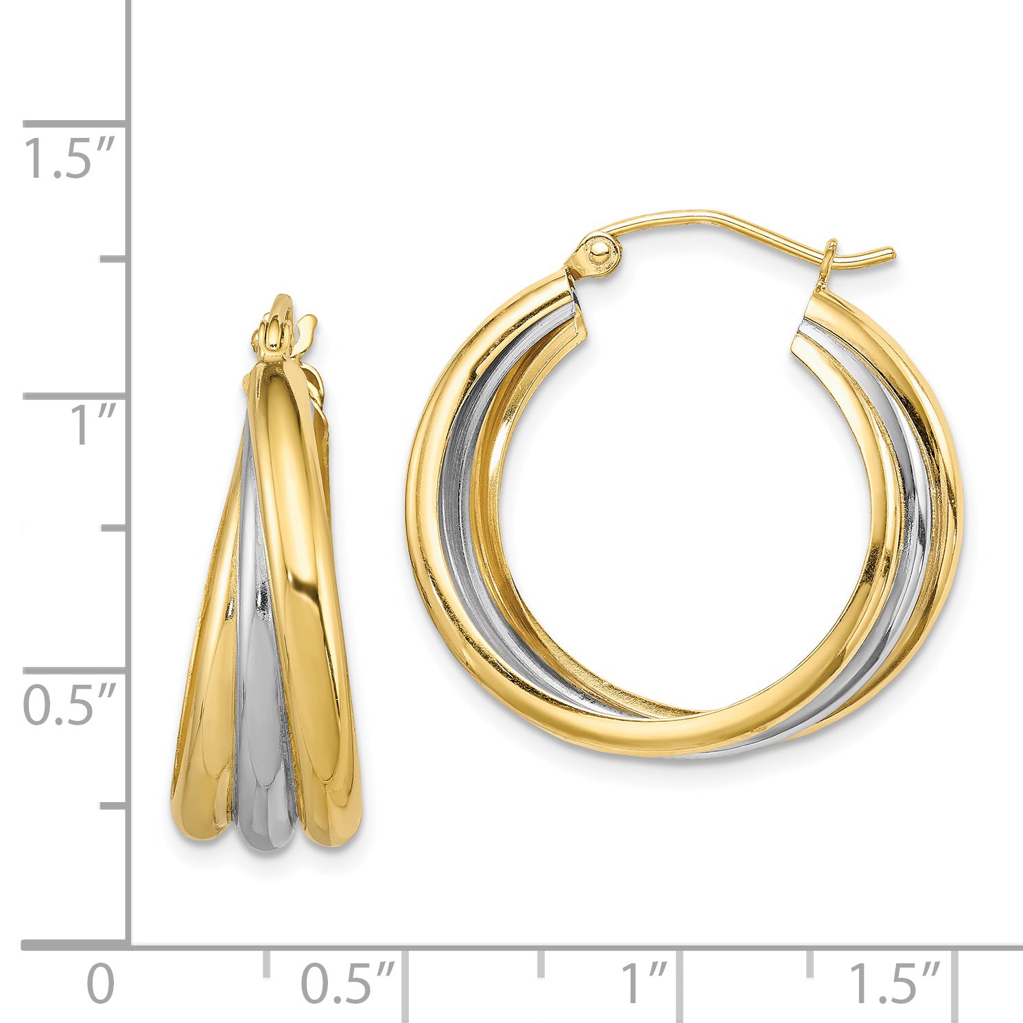 Sterling Silver Rhodium-plated Vermeil Triple Hoop Earrings