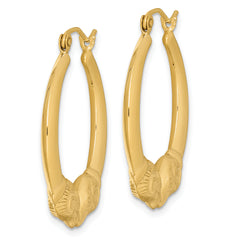 Sterling Silver Gold Plated Hollow Rams Head Hoop Earrings