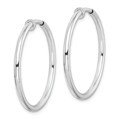 Sterling Silver RH-plated 2x28mm Non-Pierced Round Hoop Earrings