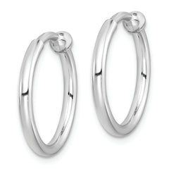 Sterling Silver RH-plated 2x19mm Non-Pierced Round Hoop Earrings