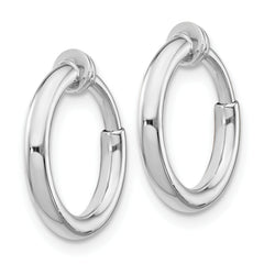 Sterling Silver RH-plated 2x14mm Non-Pierced Round Hoop Earrings