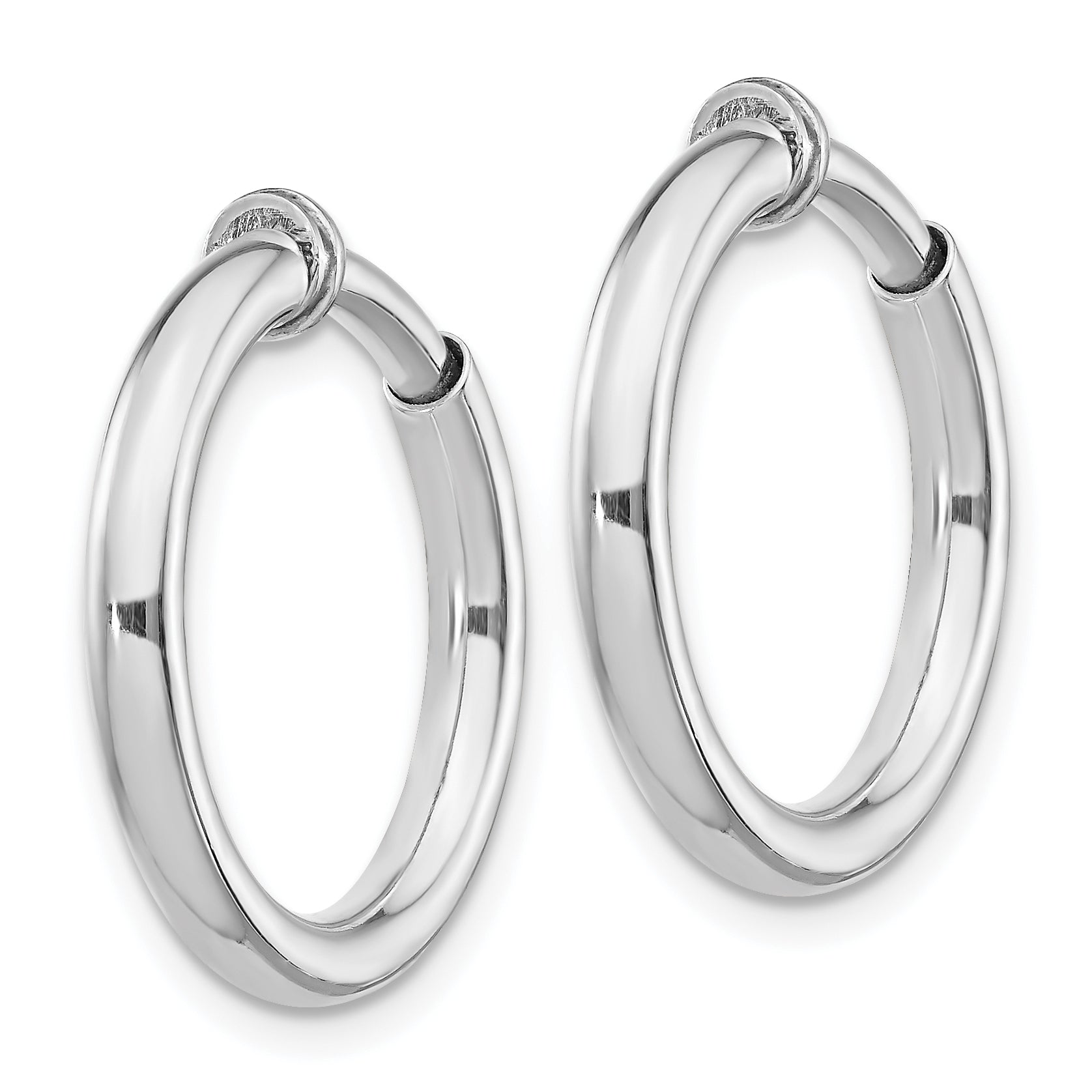 Sterling Silver RH-plated 2.5x20mm Non-Pierced Round Hoop Earrings