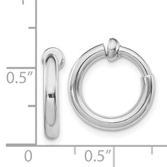 Sterling Silver RH-plated 2.5x14mm Non-Pierced Round Hoop Earrings