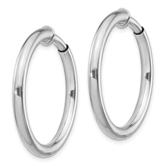 Sterling Silver RH-plated 3x31mm Non-Pierced Round Hoop Earrings