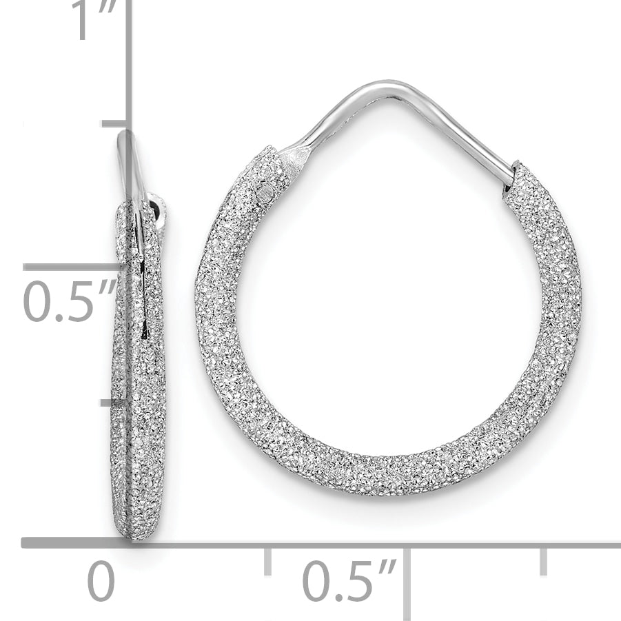 Sterling Silver Rhodium-plated Laser Cut 2mm Endless Hoop Earrings