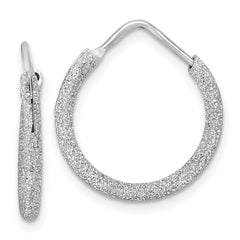 Sterling Silver Rhodium-plated Laser Cut 2mm Endless Hoop Earrings