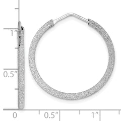 Sterling Silver Rhodium-plated Laser Cut 2mm Endless Hoop Earrings