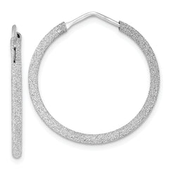 Sterling Silver Rhodium-plated Laser Cut 2mm Endless Hoop Earrings