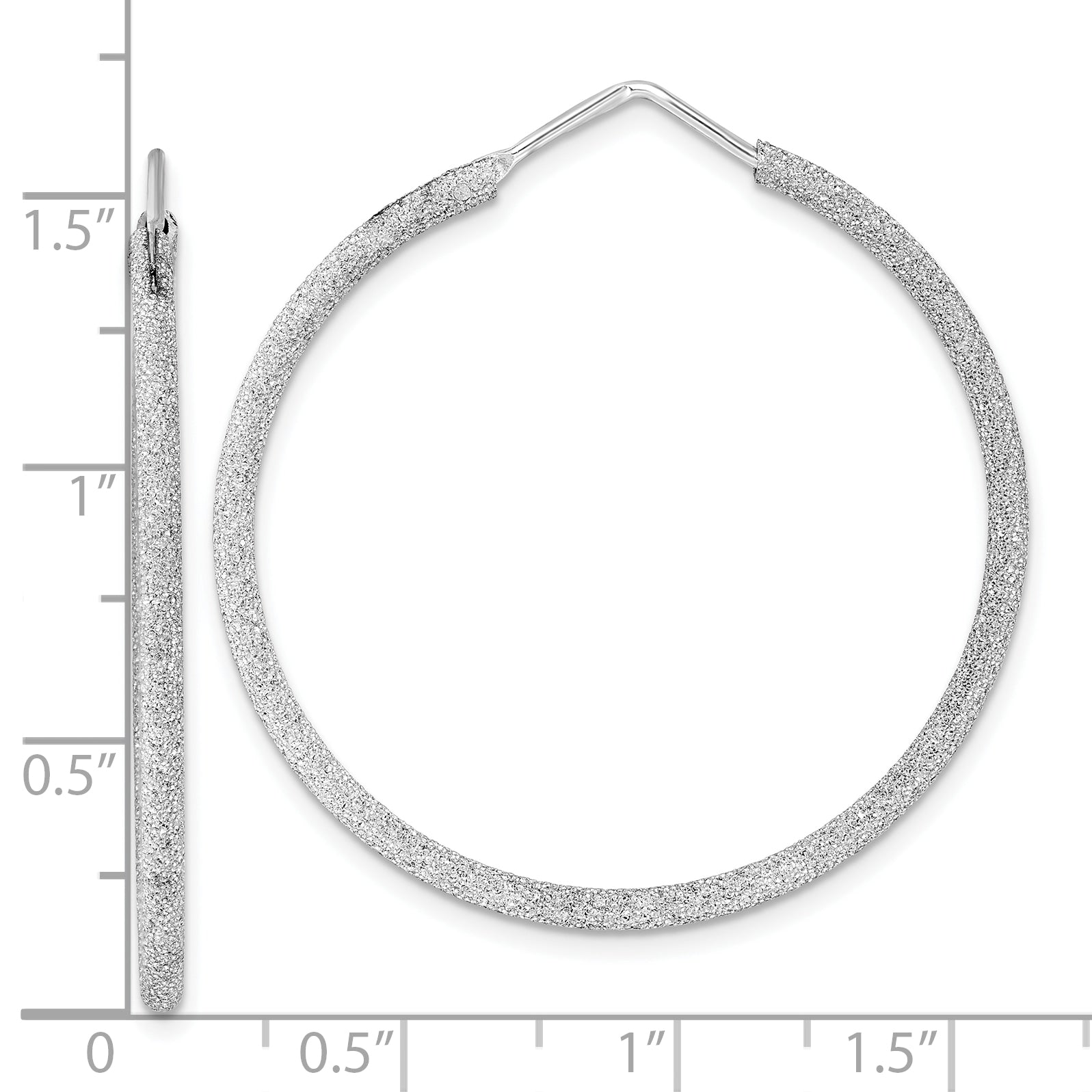 Sterling Silver Rhodium-plated Laser Cut 2mm Endless Hoop Earrings