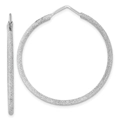 Sterling Silver Rhodium-plated Laser Cut 2mm Endless Hoop Earrings