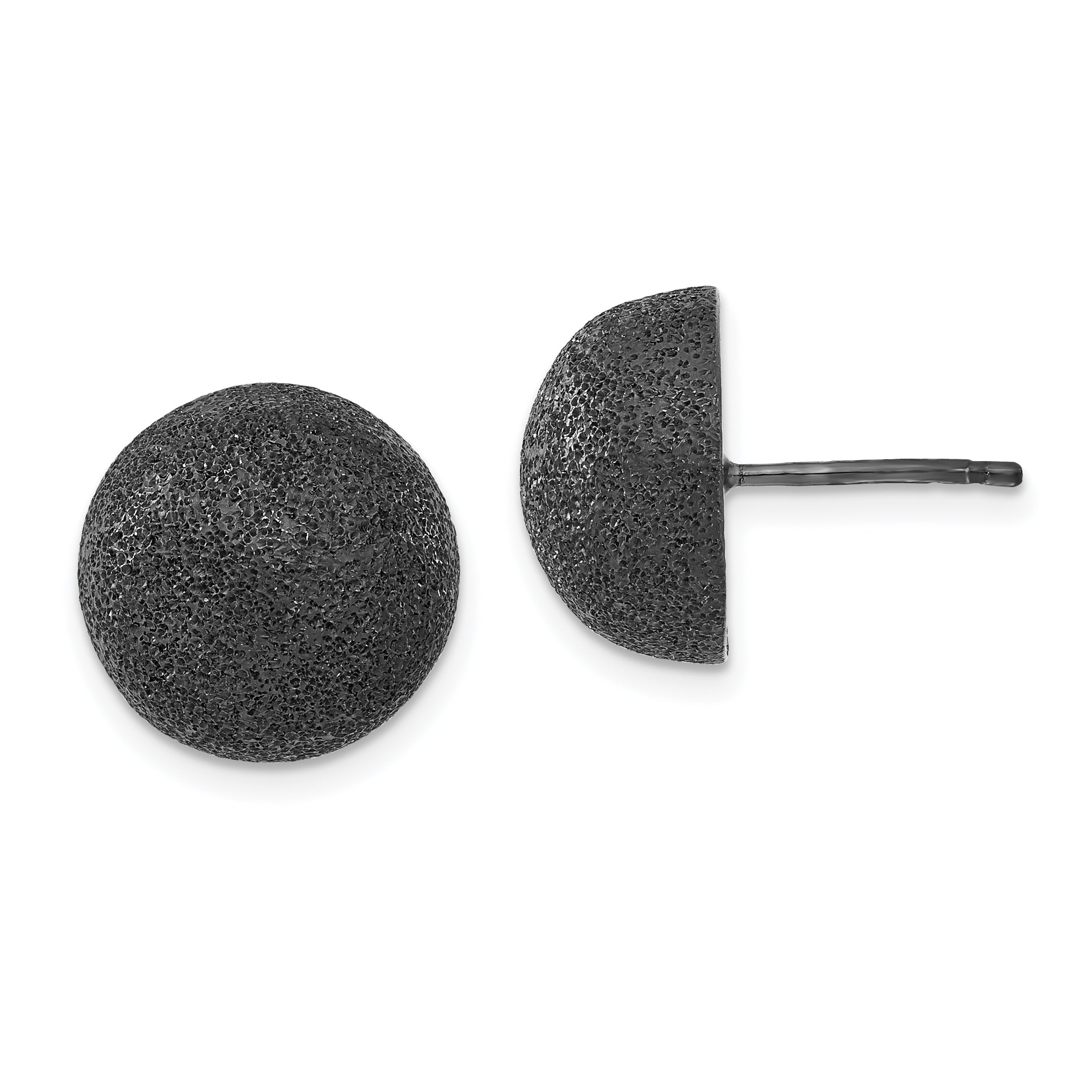 Sterling Silver & Black Ruthenium Textured Finish Ball Post Earrings