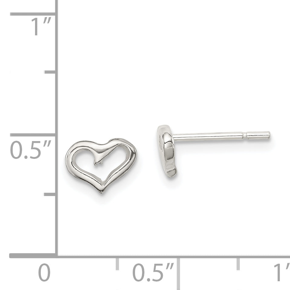 Sterling Silver Polished Open Heart Children's Post Earrings