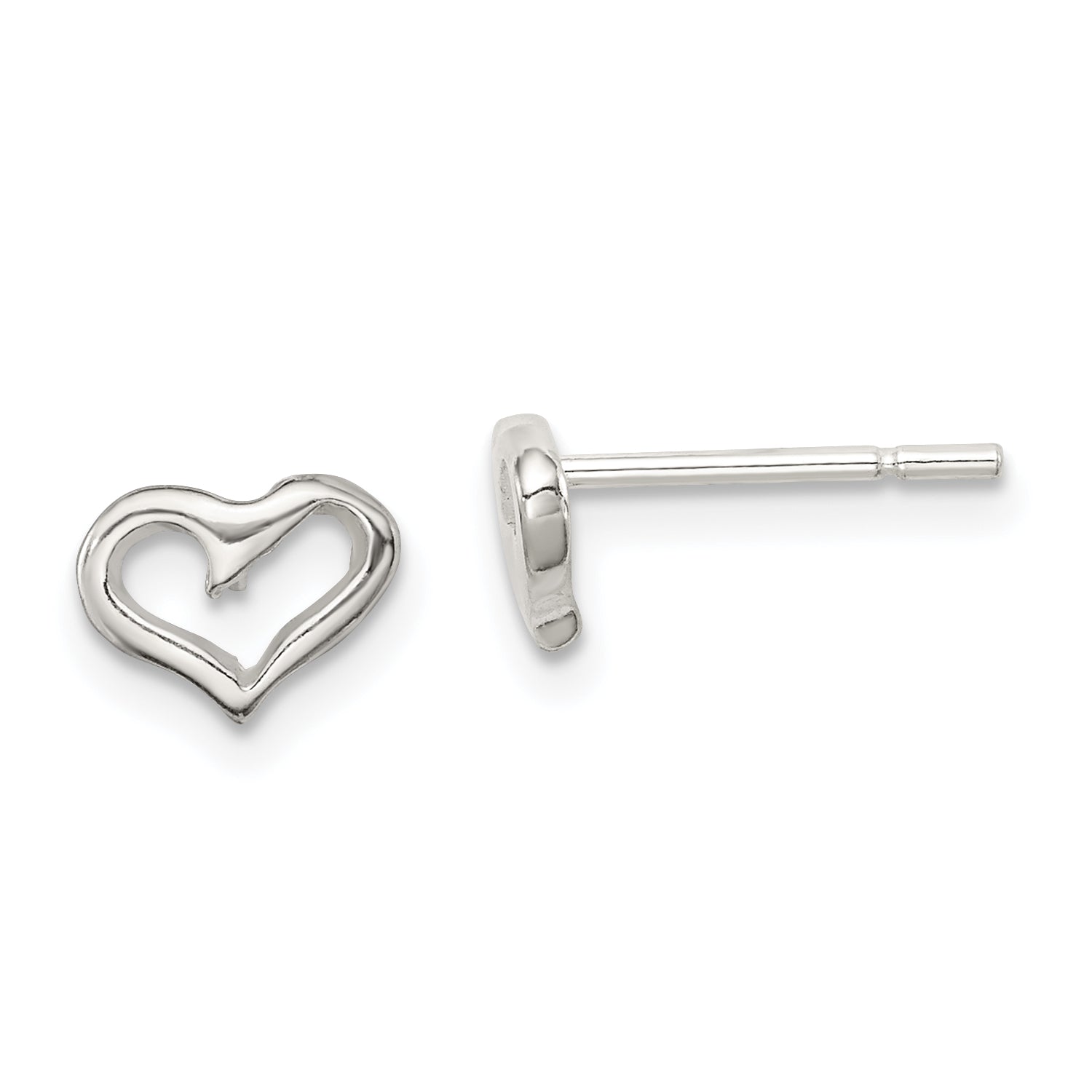 Sterling Silver Polished Open Heart Children's Post Earrings