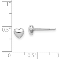 Sterling Silver Rhodium-plated Polished Heart Post Earrings