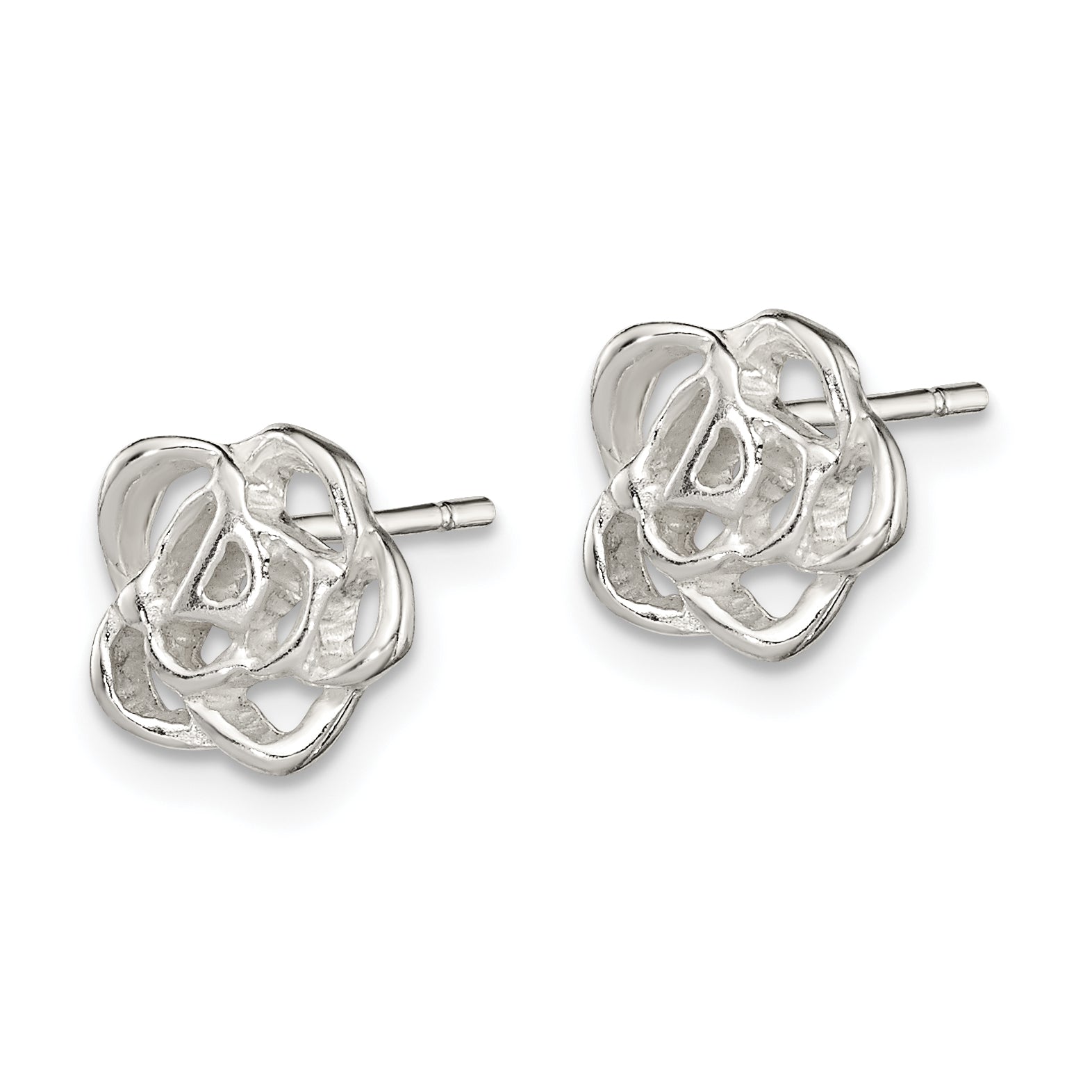 Sterling Silver Polished Flower Post Earrings