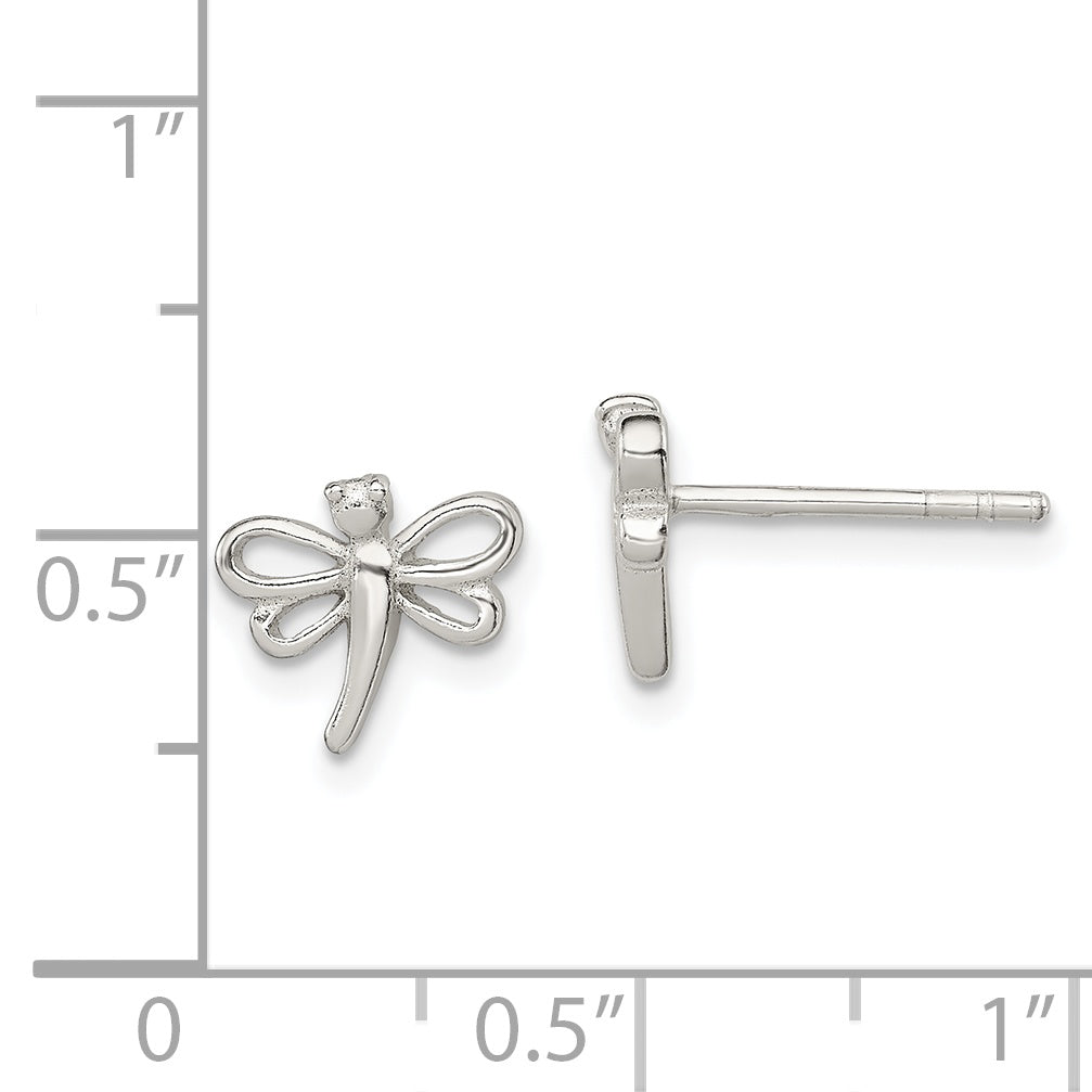 Sterling Silver Polished Dragonfly Children's Post Earrings