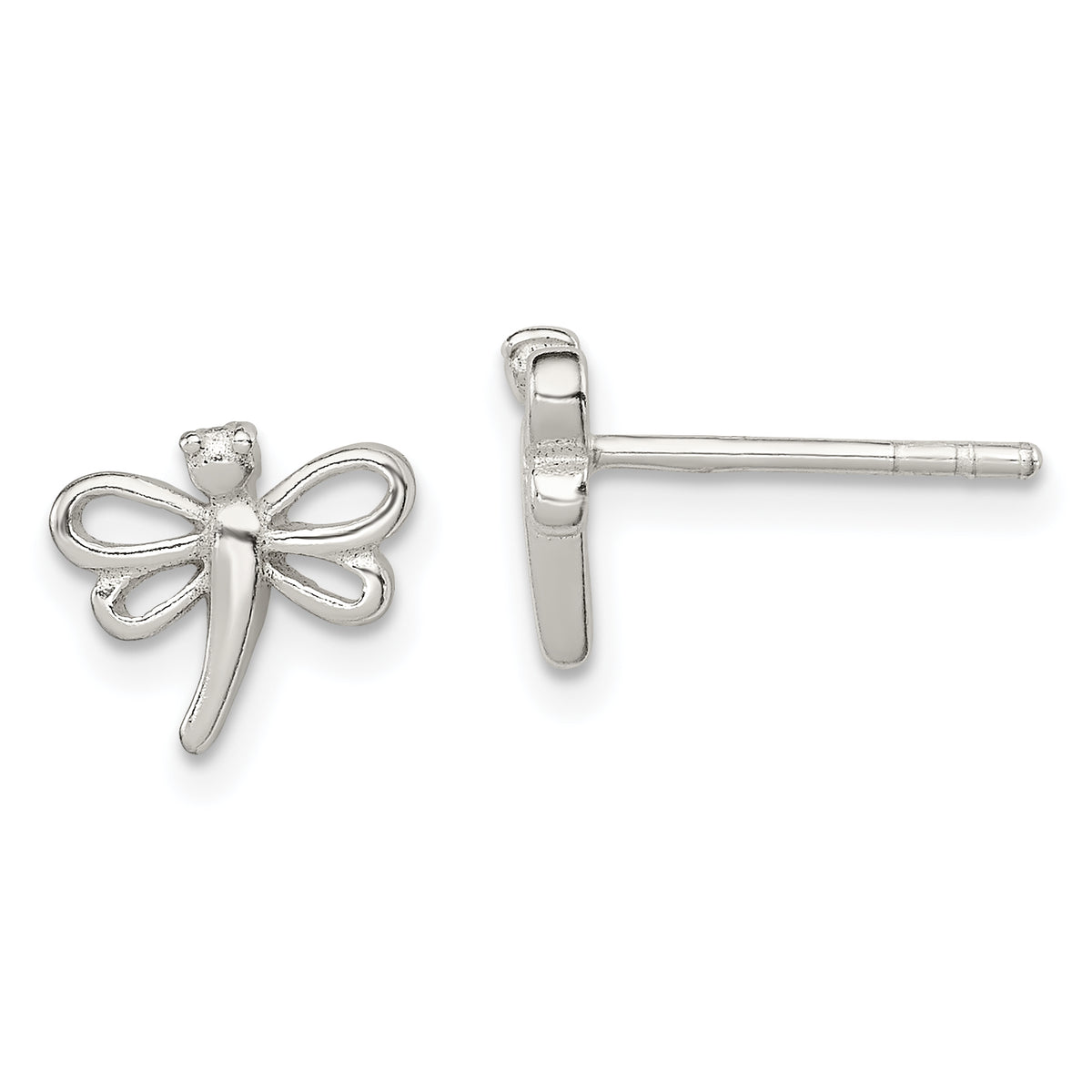 Sterling Silver Polished Dragonfly Children's Post Earrings