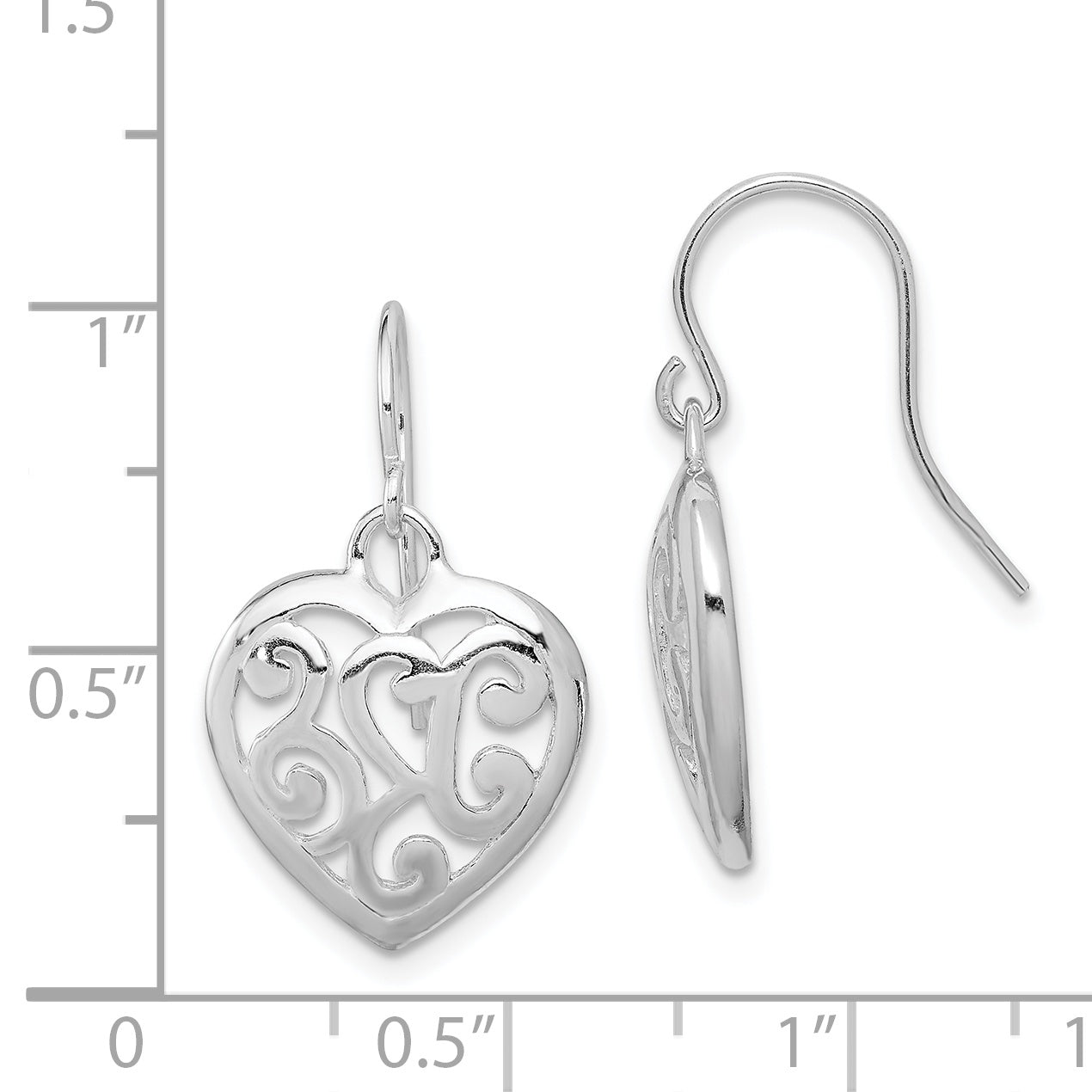 Sterling Silver Rhodium Plated Shepherd Hook Earrings