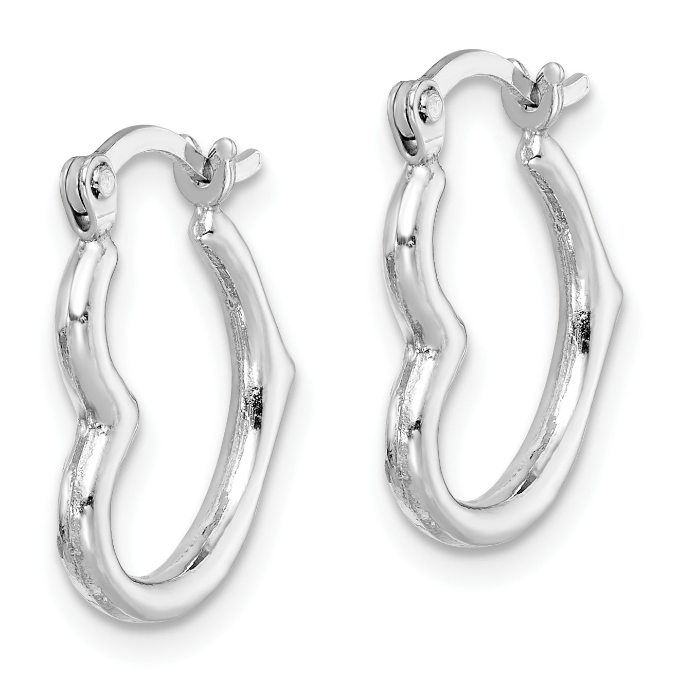 Sterling Silver Rhodium Plated Hollow Heart Hoop Earrings