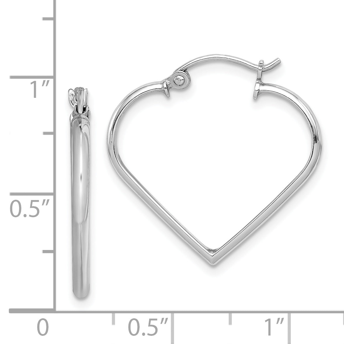 Sterling Silver Rhodium Plated Heart Hoop Earrings