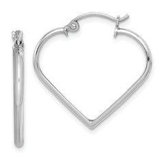 Sterling Silver Rhodium Plated Heart Hoop Earrings