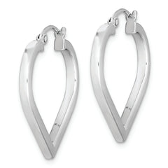 Sterling Silver Rhodium Plated Heart Hoop Earrings