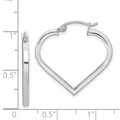 Sterling Silver Rhodium Plated Heart Hoop Earrings