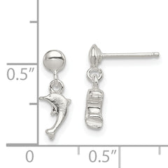 Sterling Silver Polished Dolphin Post Dangle Earrings