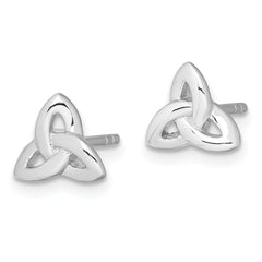 Sterling Silver Rhodium-plated Trinity Symbol Post Earrings