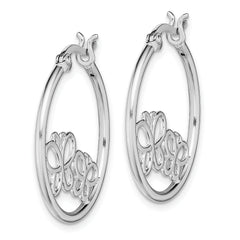 Sterling Silver Rhod Plated Double Butterfly Hoop Hinged Earrings