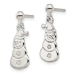 Sterling Silver Polished Snowmen Post Dangle Earrings