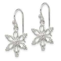 Sterling Silver Snowflake Shepherd Hook Dangle Earrings