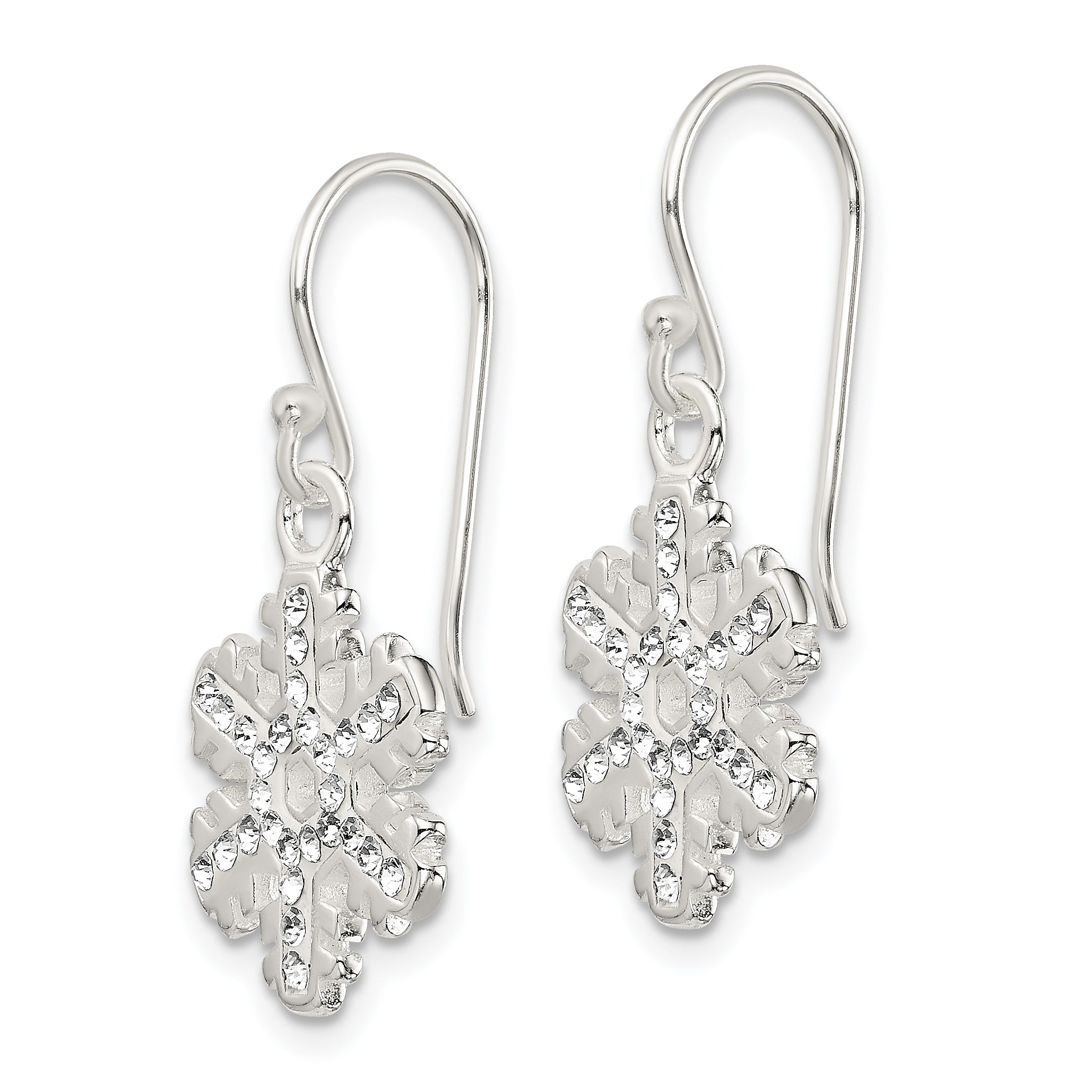 Sterling Silver Stellux Crystal Snowflake Shepherd Hook Earrings