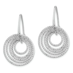 Sterling Silver Rhodium-plated D/C Circles Dangle Earrings