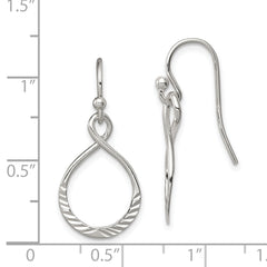 Sterling Silver Polished & Diamond-cut Infinity Oval Dangle Earrings