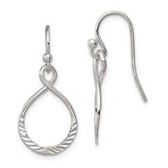 Sterling Silver Polished & Diamond-cut Infinity Oval Dangle Earrings