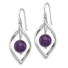 Sterling Silver Twist Dangle Amethyst Earrings