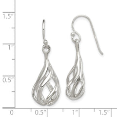 Sterling Silver Polished Fancy Twisted Teardrop Dangle Earrings