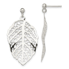 Sterling Silver Polished Leaf Post Dangle Earrings