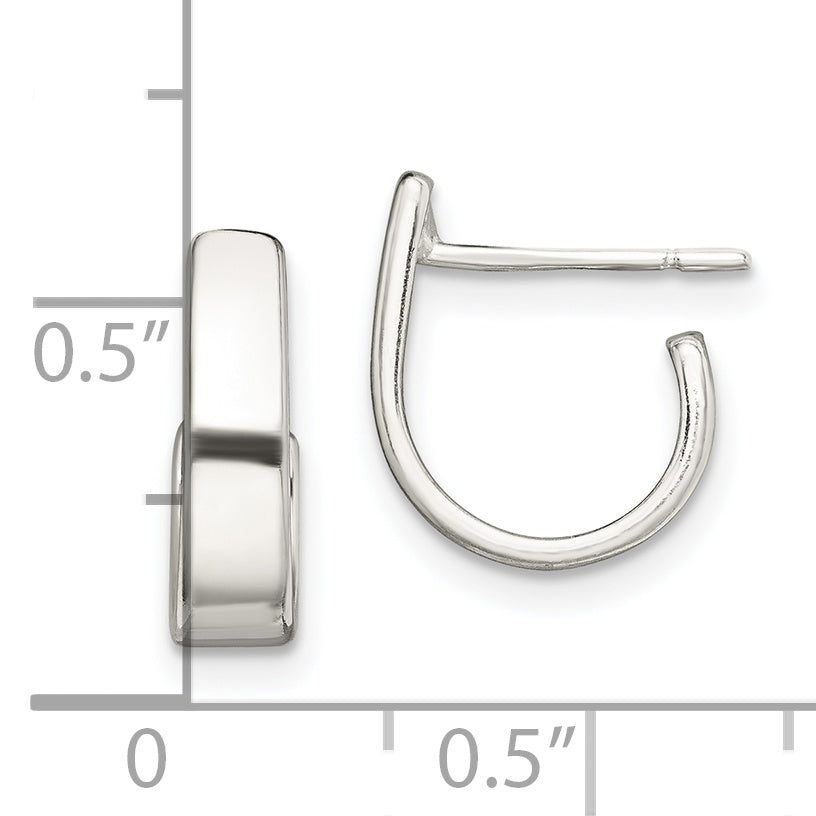 Sterling Silver Fancy J-Hoop Earrings