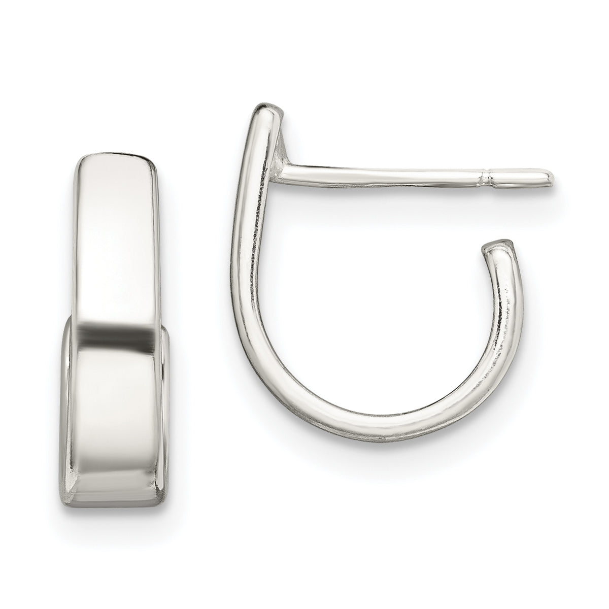 Sterling Silver Fancy J-Hoop Earrings