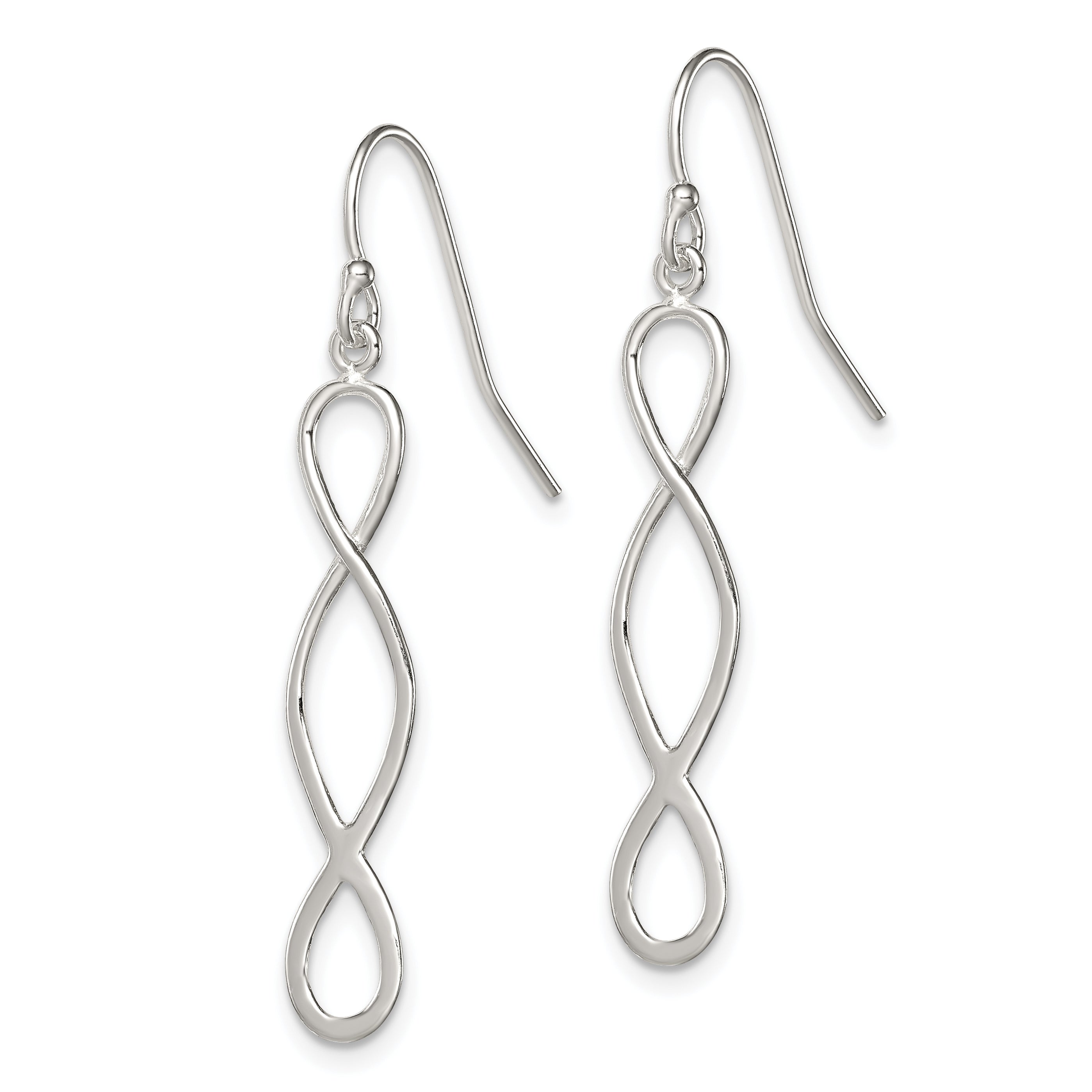 Sterling Silver Polished Twist Design Dangle Earrings