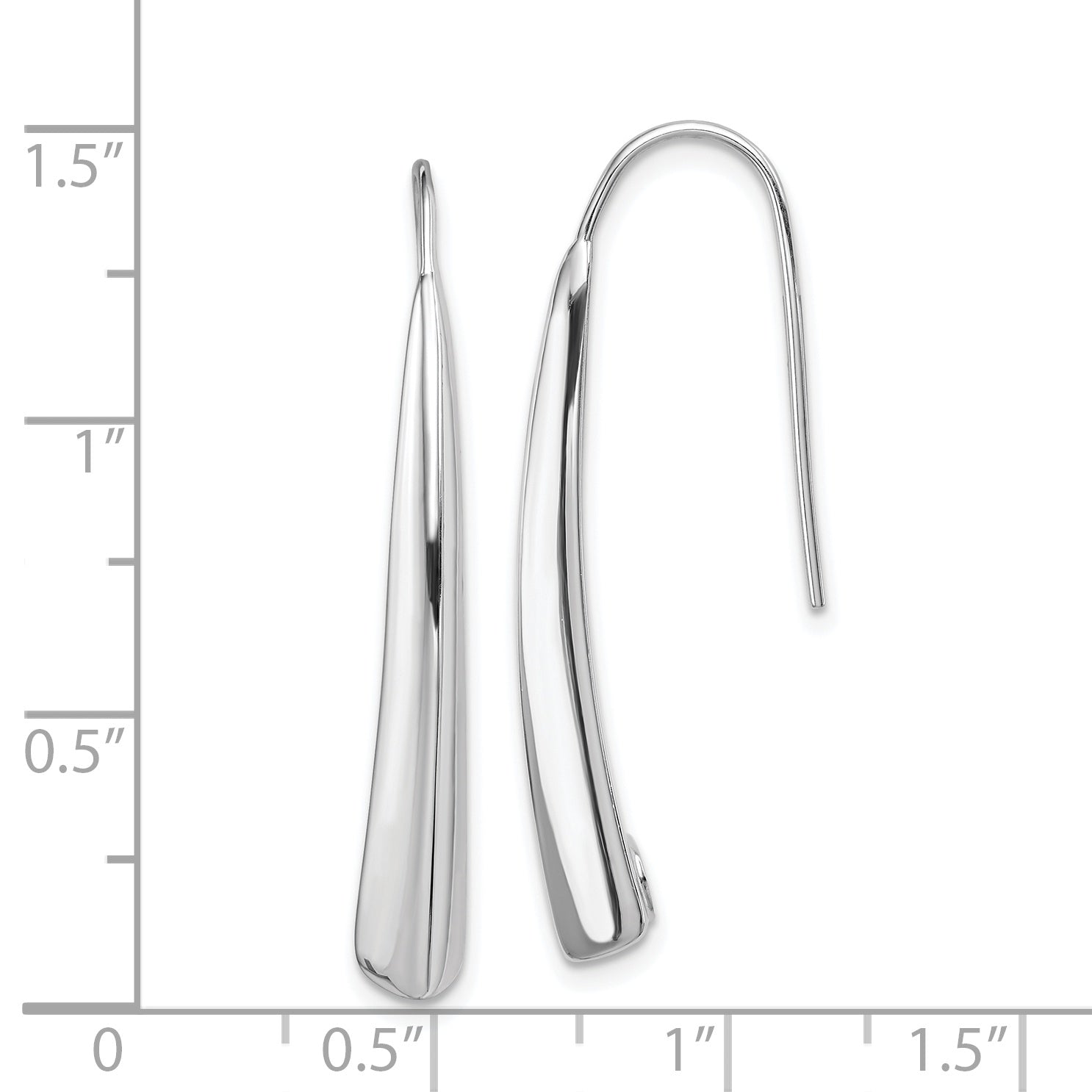 Sterling Silver Polished Rhodium Plated Fancy Bar Thread Earrings